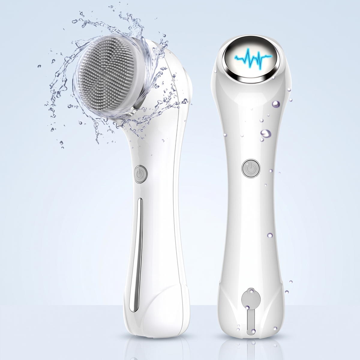 Himra brush front with silicone head and back with massage display