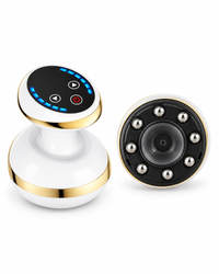 Himra heated cupping massager: top and the roller head underneath