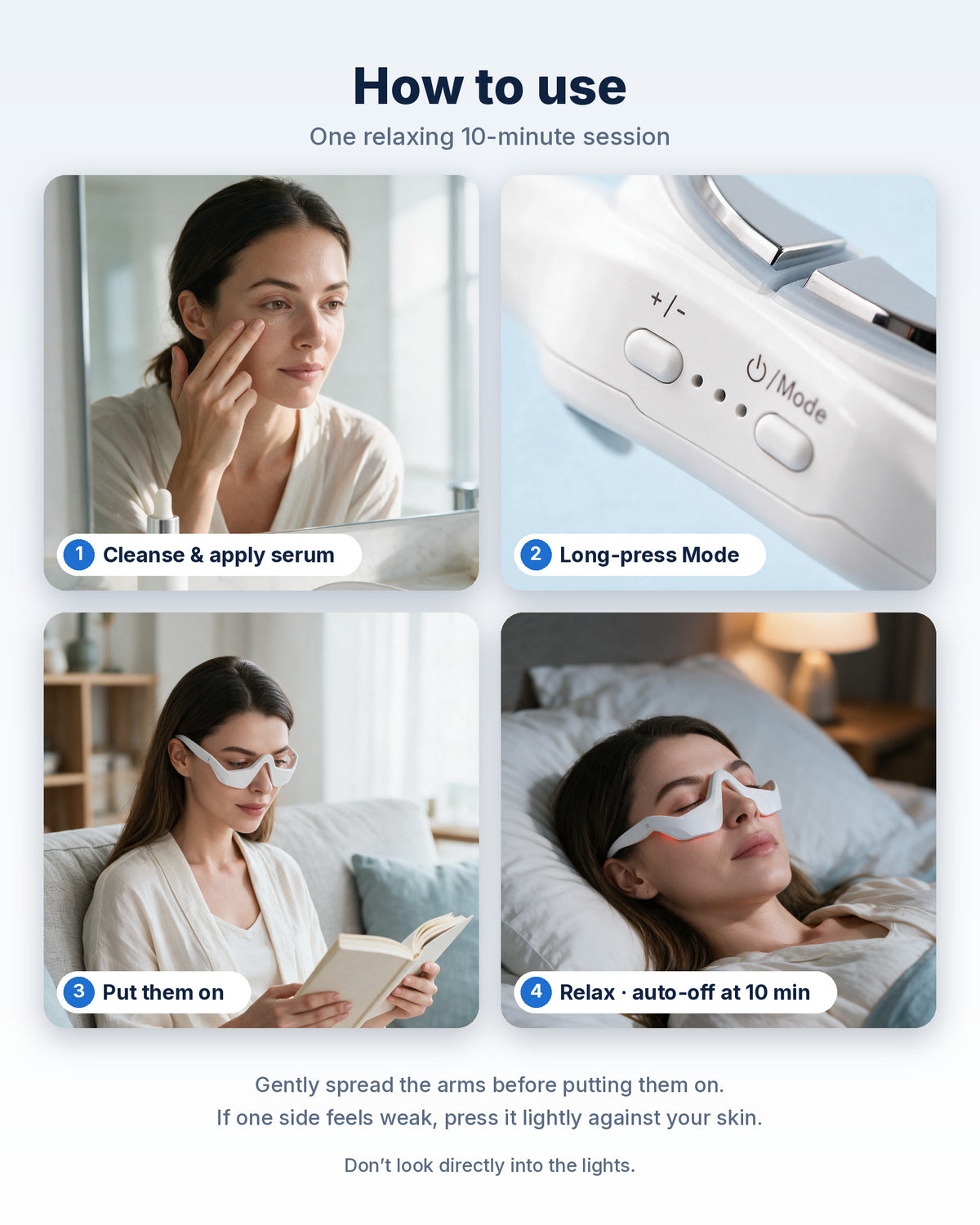How to use Himra red light eye glasses in four steps