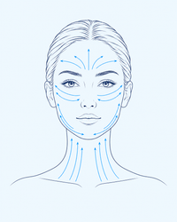 Illustration of the upward and outward stroke directions