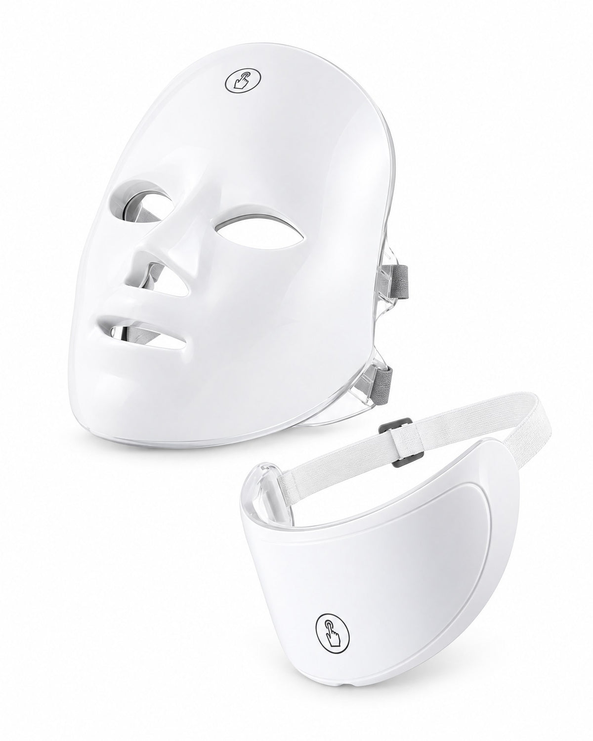 Himra LED face mask and neck piece on a white background