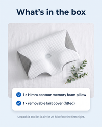 What is in the box: contour memory foam pillow with removable knit cover