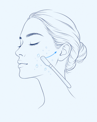 Illustration: glide the blade outward over damp skin